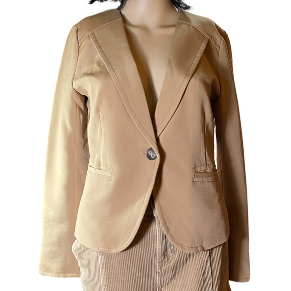 Unassuming Single Noble Womens S(38) Crop Blazer Accent Stitched Corpcore Jacket - Picture 1 of 7